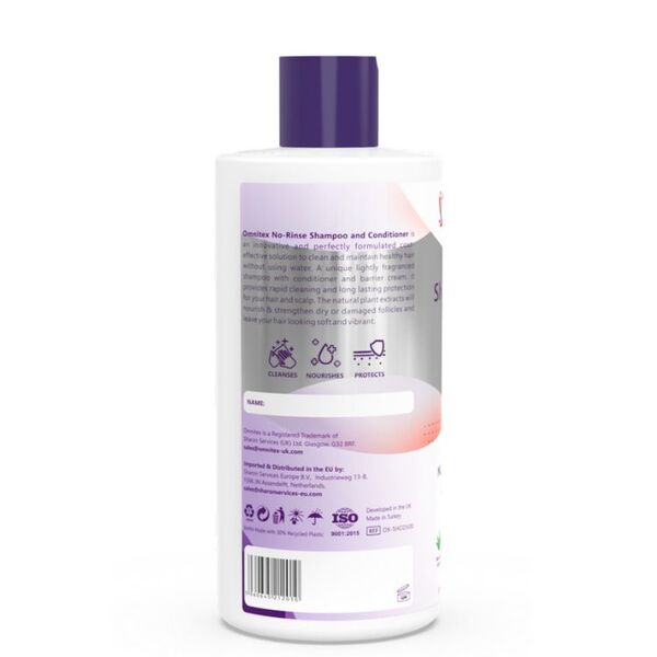 Omnitex rinse free shampoo and conditioner 500ml, UK version