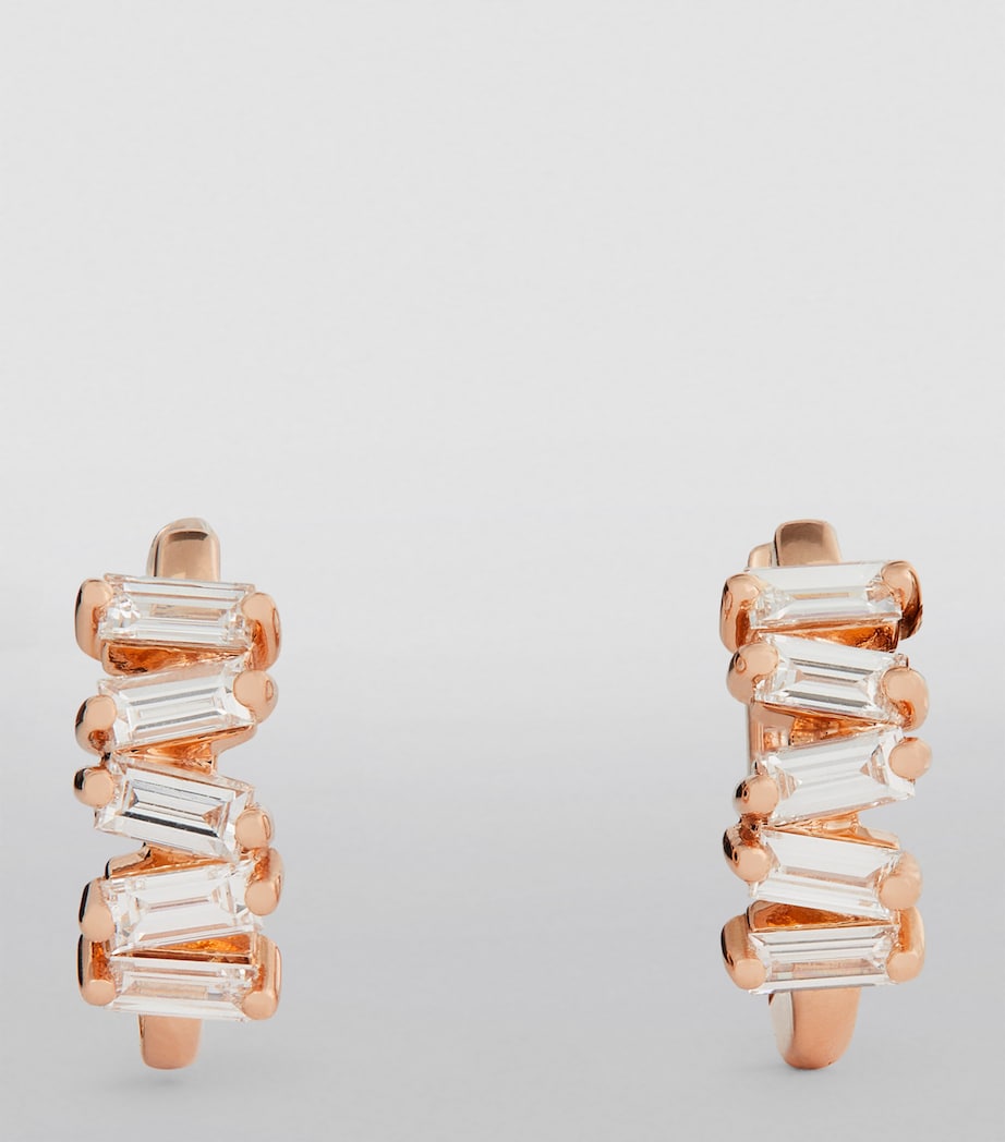 Suzanne Kalan rose gold diamond huggie earrings 12mm, imported from the UK