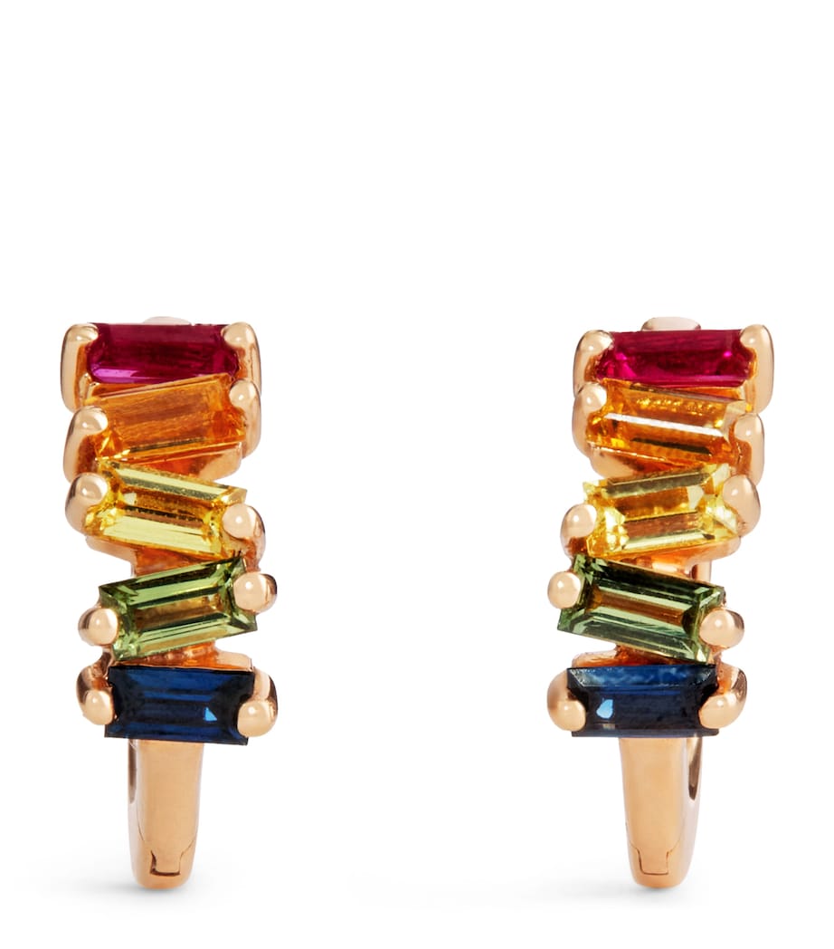 Suzanne Kalan rainbow sapphire huggie earrings, UK version