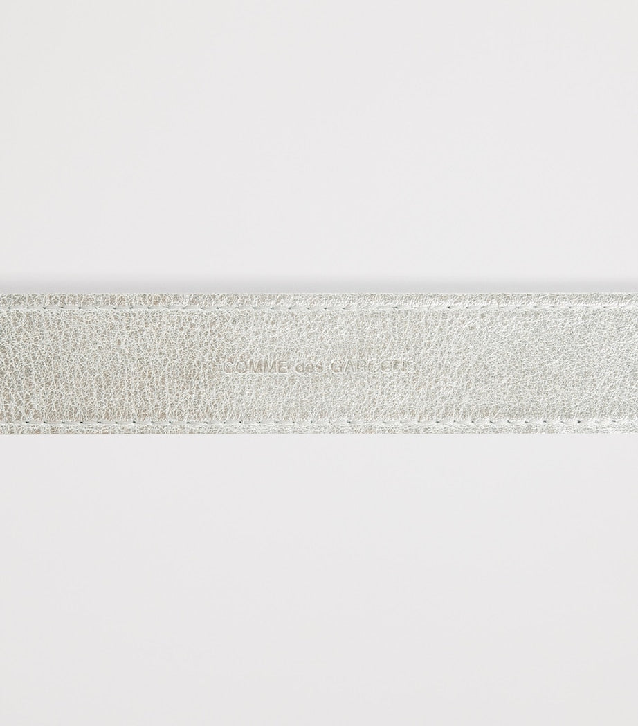 Comme Des Garçons belt silver metallic leather, imported from the UK