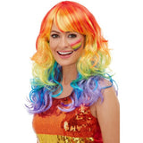 Smiffys Rainbow Glam Wig, multi-coloured, UK version