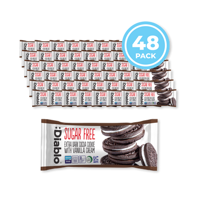Holland & Barrett Diablo Sugar Free Extra Dark Cocoa Sandwich Cookie Vanilla Cream 44g Pack of 48- Buy online at McGrocer