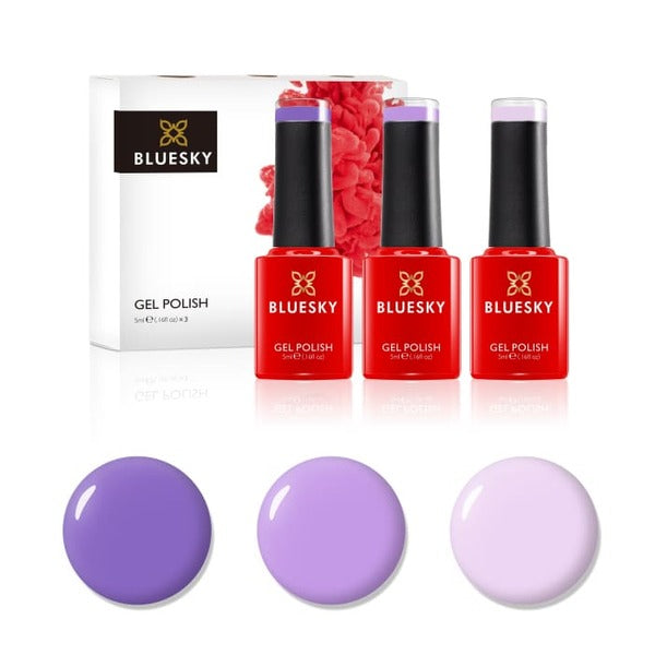Bluesky Luscious Lilacs gel nail polish trio 5ml - British product