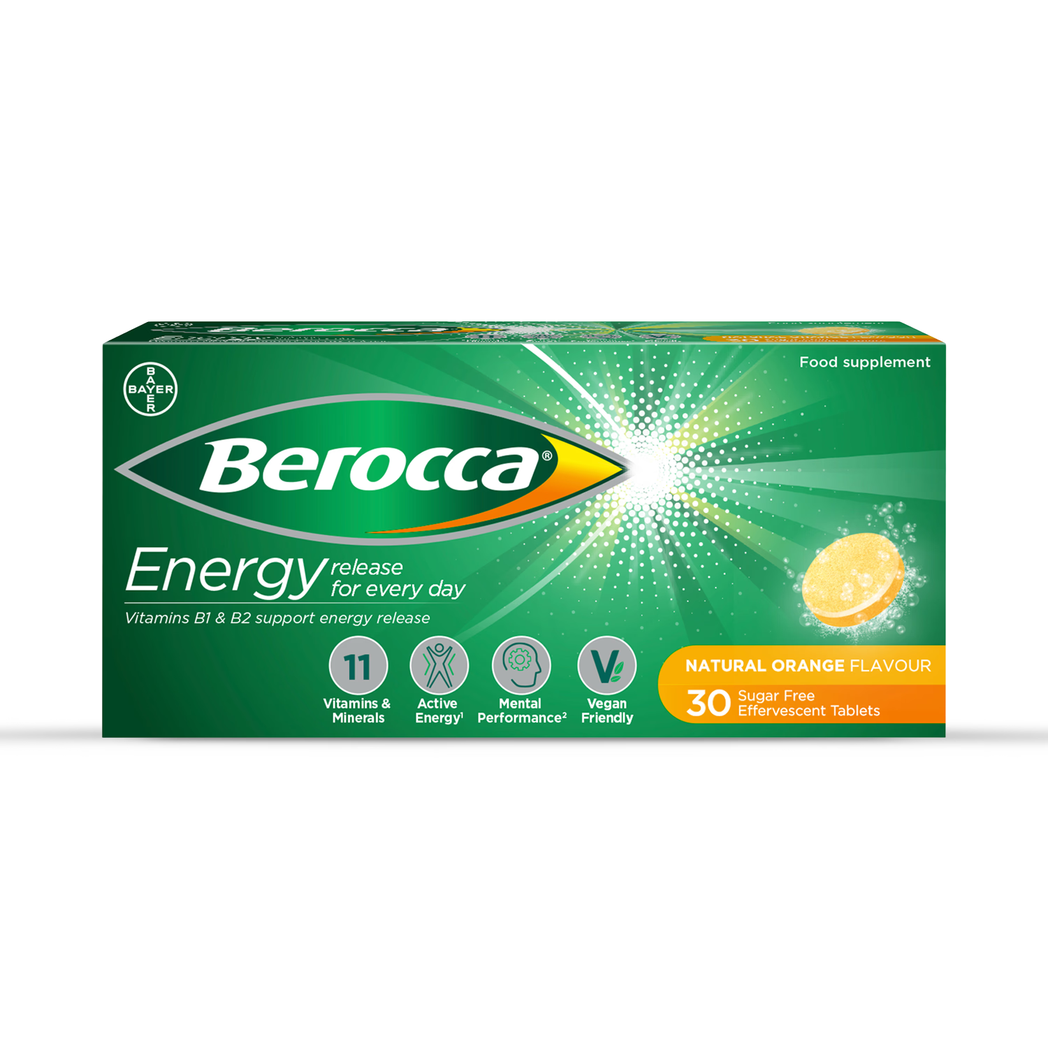 Berocca Energy effervescent tablets orange 30 tablets - British product