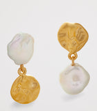 Monica Vinader gold vermeil keshi pearl earrings, imported from the UK