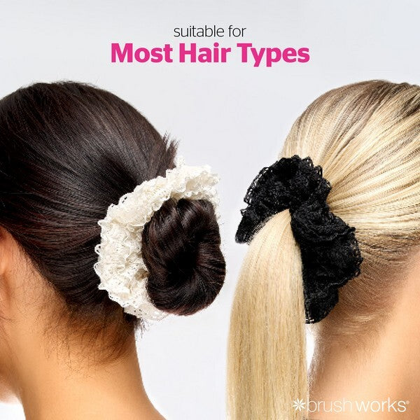 Brushworks lace scrunchies black and white 2 pack - British product