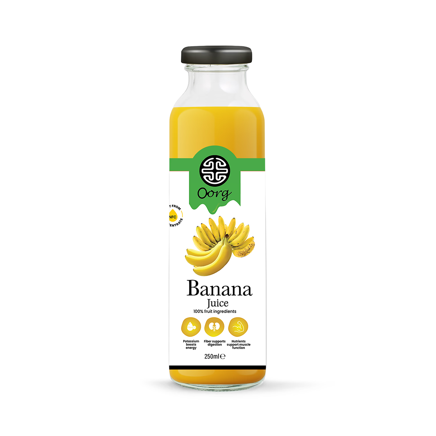 OORG natural banana fruit juice 250ml pack of 6, UK version