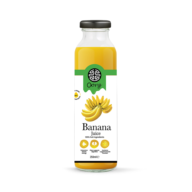 OORG natural banana fruit juice 250ml pack of 6, UK version