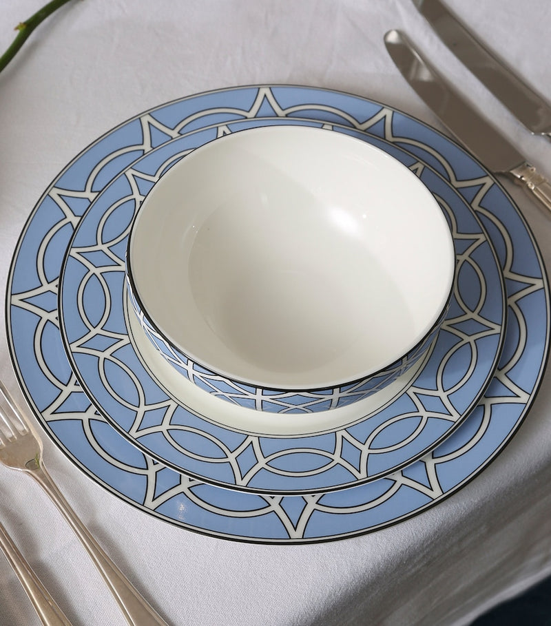 Geometric Print Fine Bone China Dinner Plates Set of 2 (26cm Diameter)