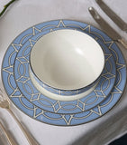 Geometric Print Fine Bone China Dinner Plates Set of 2 (26cm Diameter)