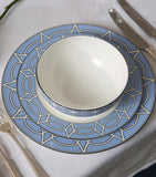 Geometric Print Fine Bone China Dinner Plates Set of 2 (26cm Diameter)