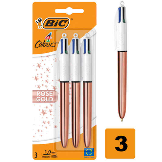 Bic 4 Colour Rose Gold Pens – 3 Pack Office Supplies ASDA   
