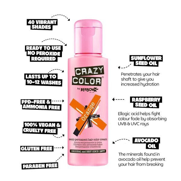 Crazy Color Semi Permanent Hair Color Cream Orange 60 GOODS Superdrug   