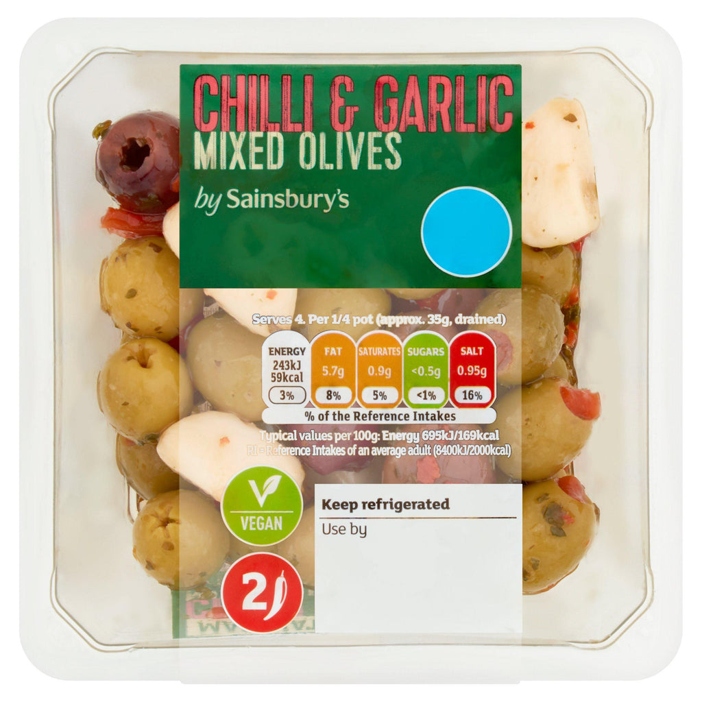 Sainsbury's Marinated Chilli & Garlic Mixed Olives 160g