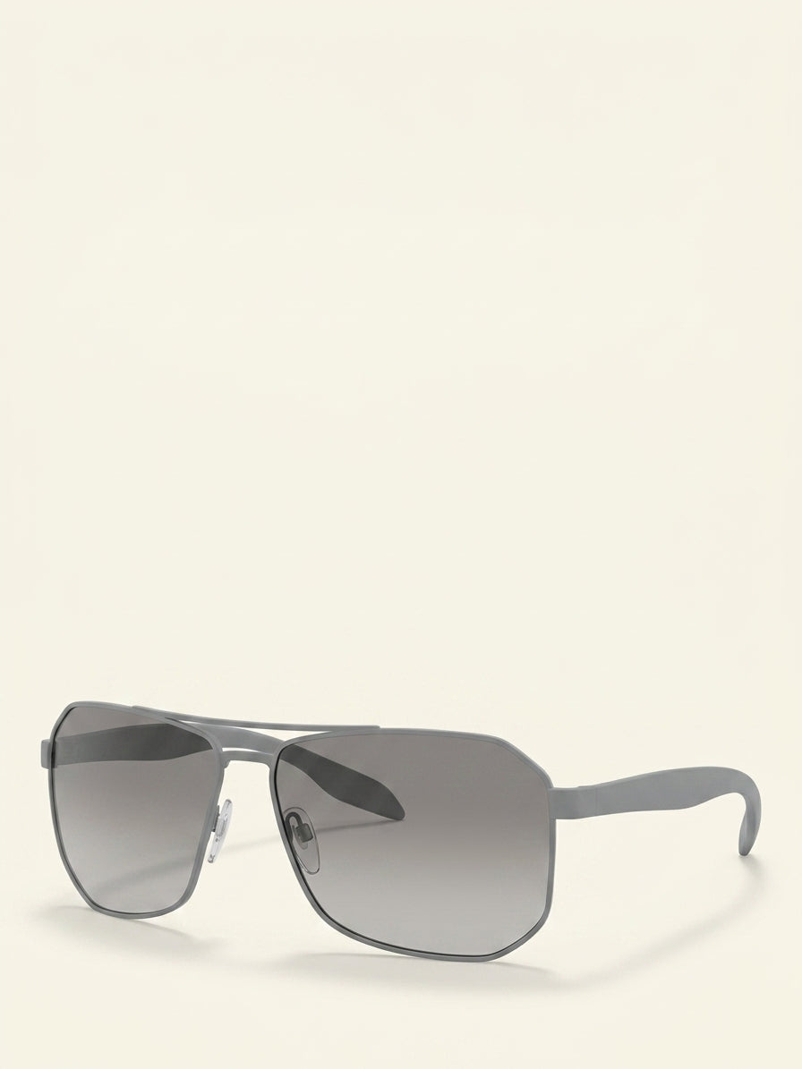 Prada men's rectangular sunglasses matte black grey gradient - British product