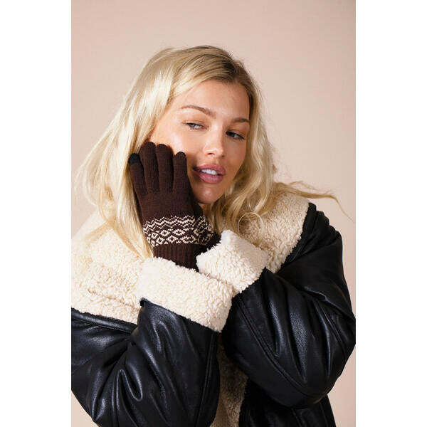 SVNX Christmas print gloves brown one size (British brand)