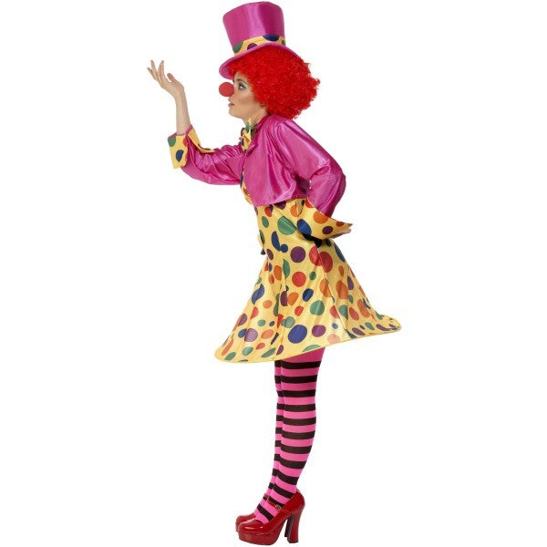 Smiffys Clown Lady dress tights hat bow tie, imported from the UK