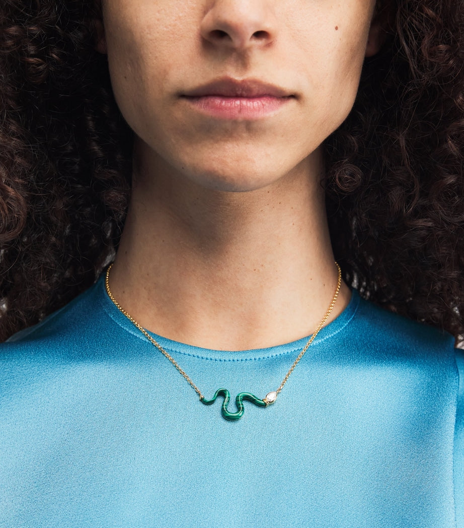 L'Atelier Nawbar Boa necklace diamond malachite 40-42cm, imported from the UK