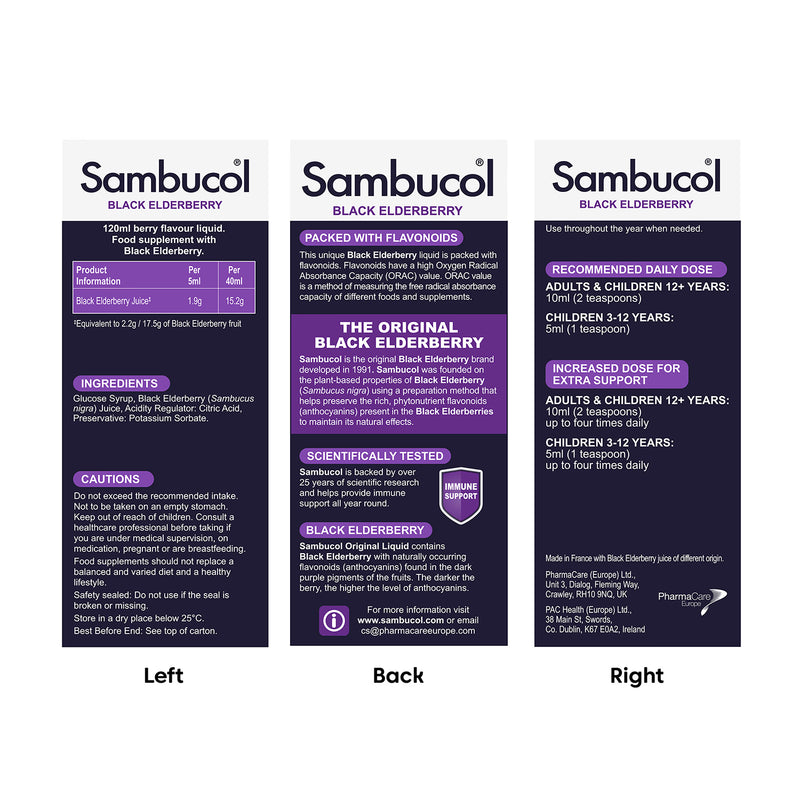 Sambucol Original Black Elderberry Formula Syrup 120ml (British brand)