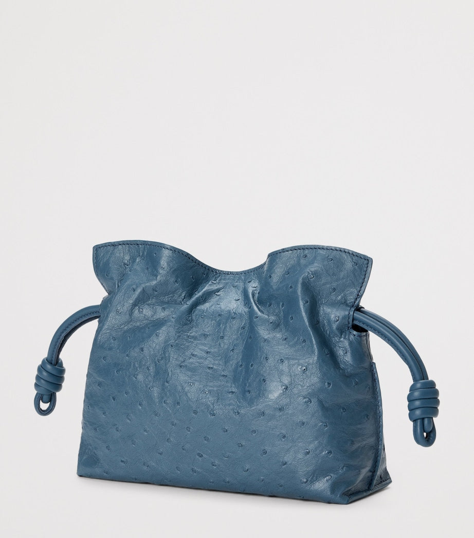 LOEWE Mini Flamenco clutch bag in ostrich leather, imported from the UK
