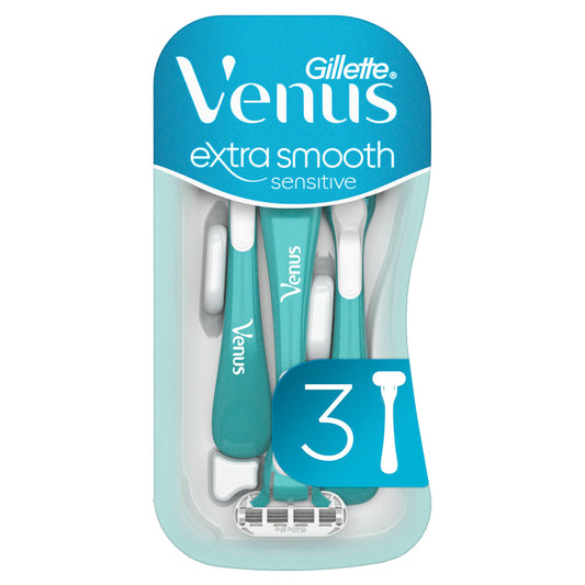 Venus Extra Smooth Sensitive Disposable Razors X3 women's shaving Sainsburys   