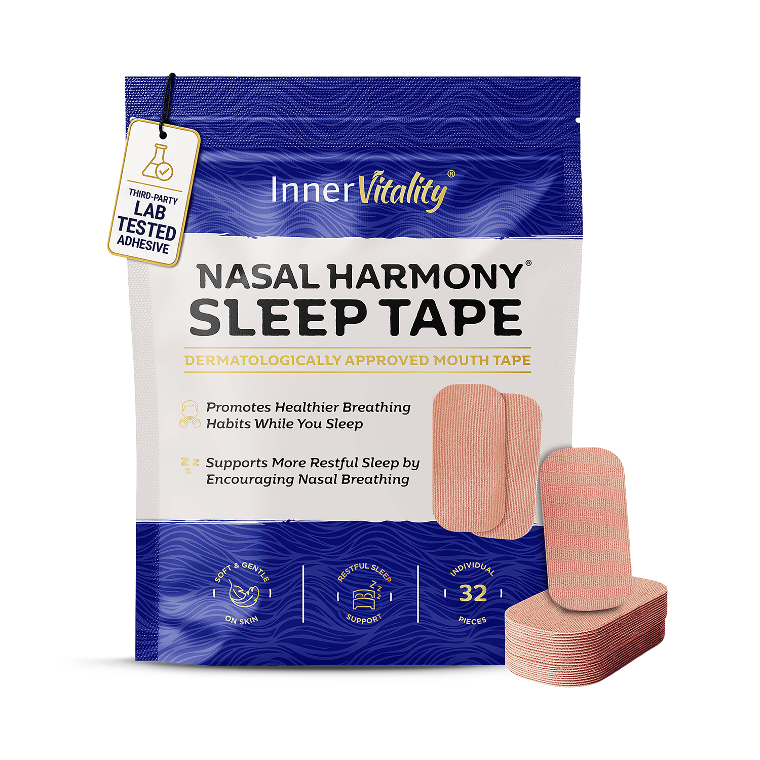Inner Vitality Nasal Harmony mouth tape 32 strips, UK version