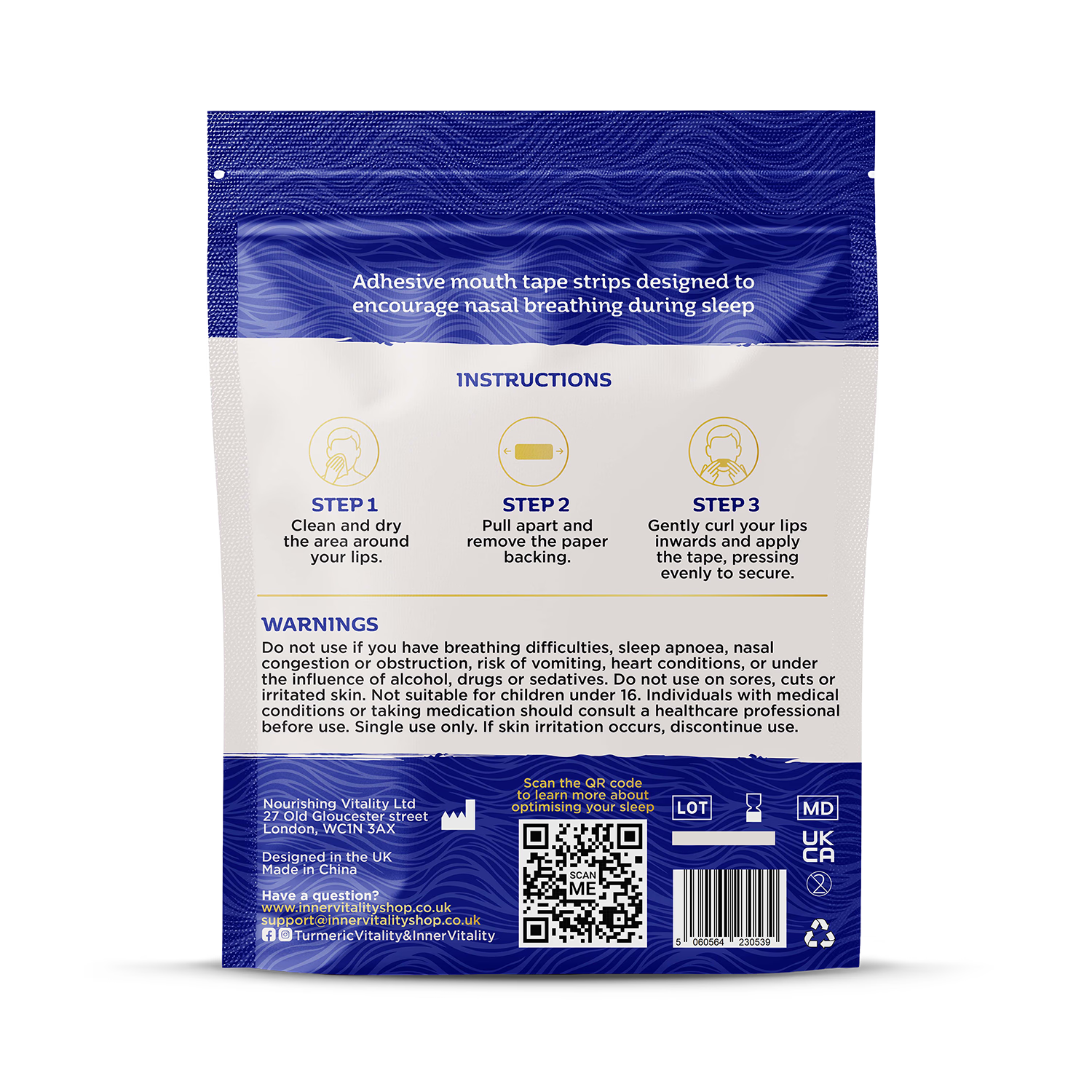 Inner Vitality Nasal Harmony mouth tape 32 strips, UK version