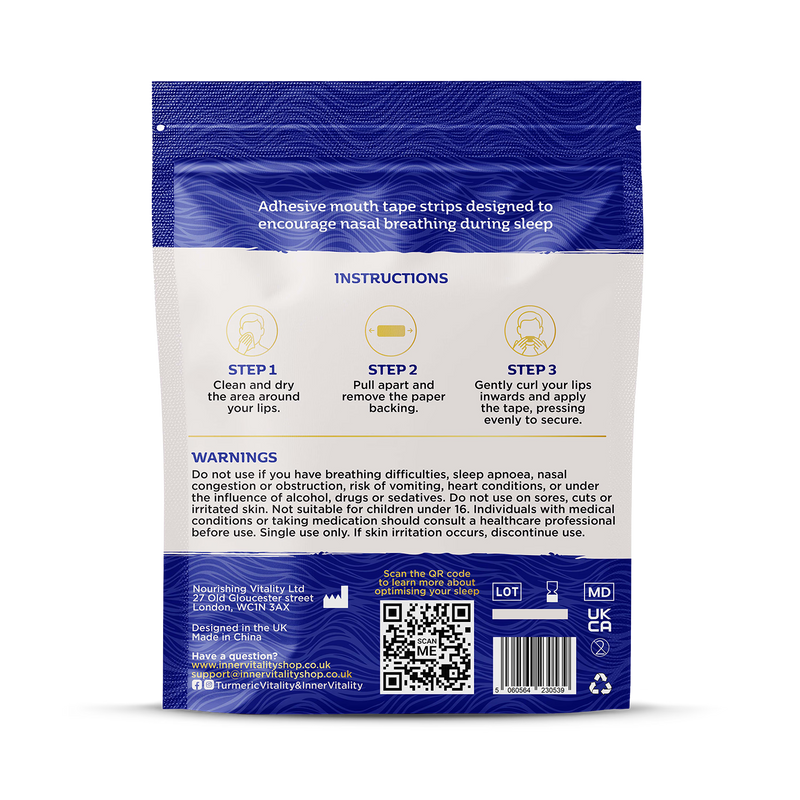 Inner Vitality Nasal Harmony mouth tape 32 strips, UK version