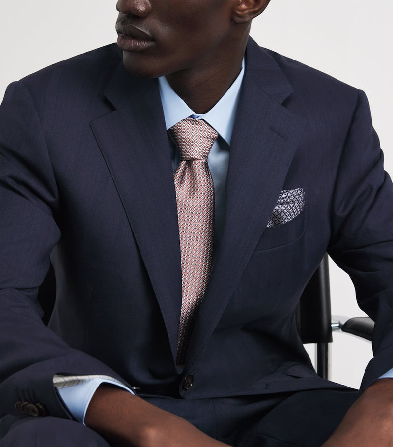 Brioni silk printed pocket square 33cm, UK version