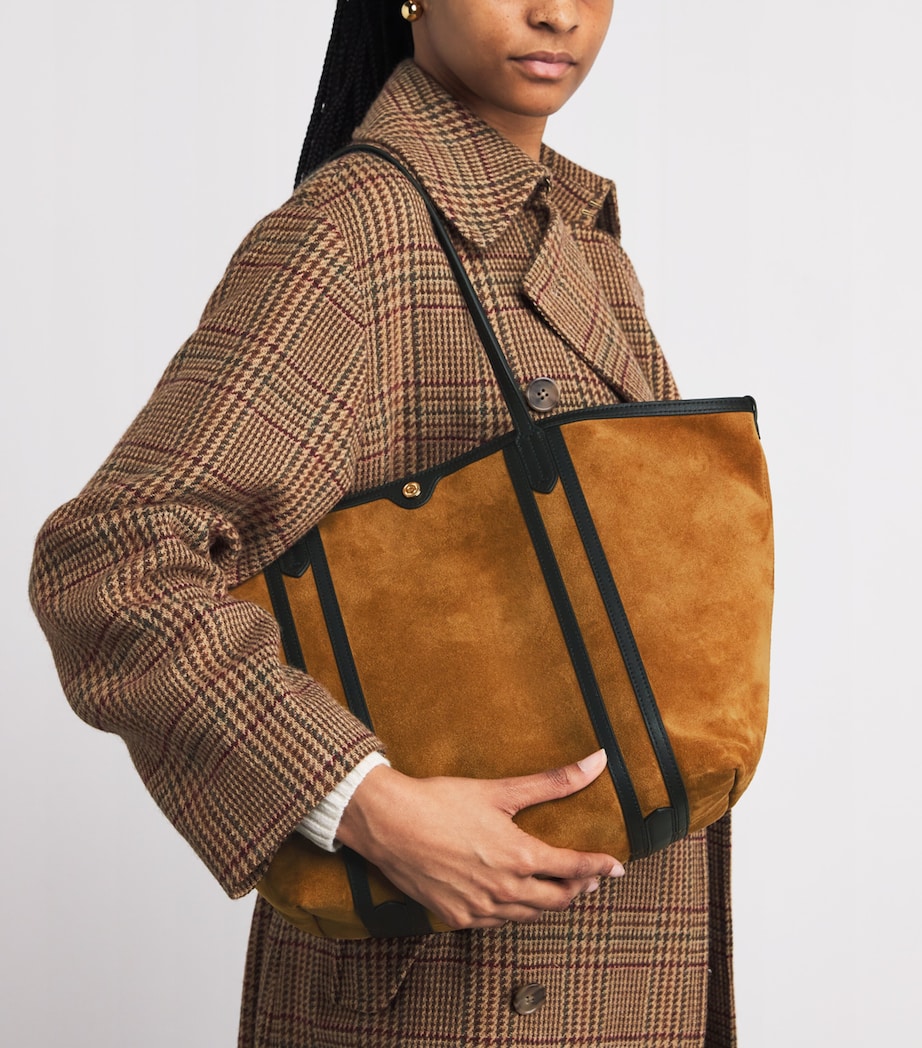 Harrods suede leather-trim tote bag, UK version