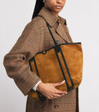 Harrods suede leather-trim tote bag, UK version