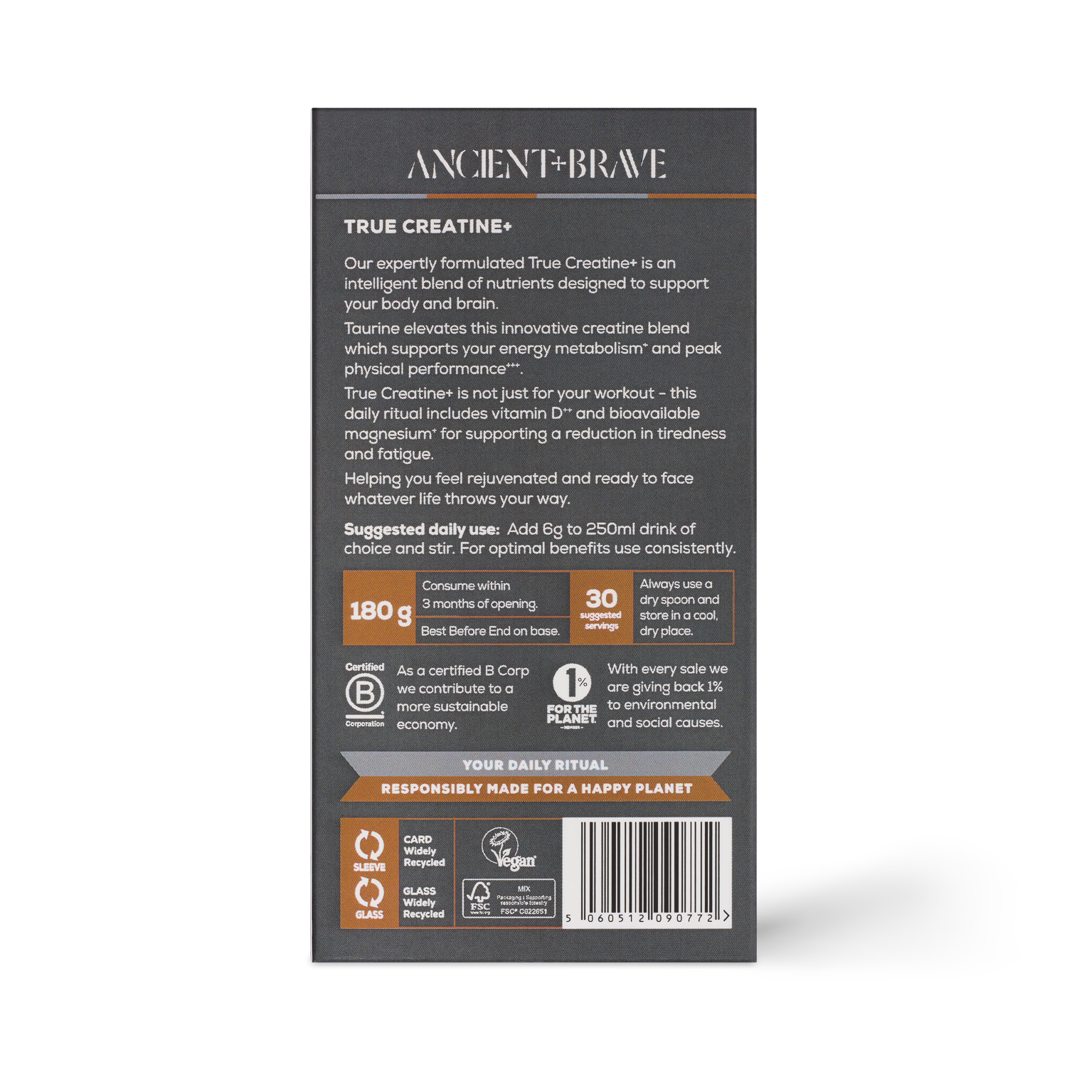 Ancient+Brave True Creatine+ supplement powder, UK version