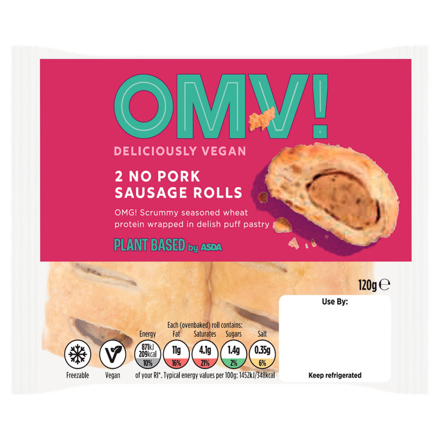 OMV! Deliciously Vegan 2 No Pork Sausage Rolls GOODS ASDA   