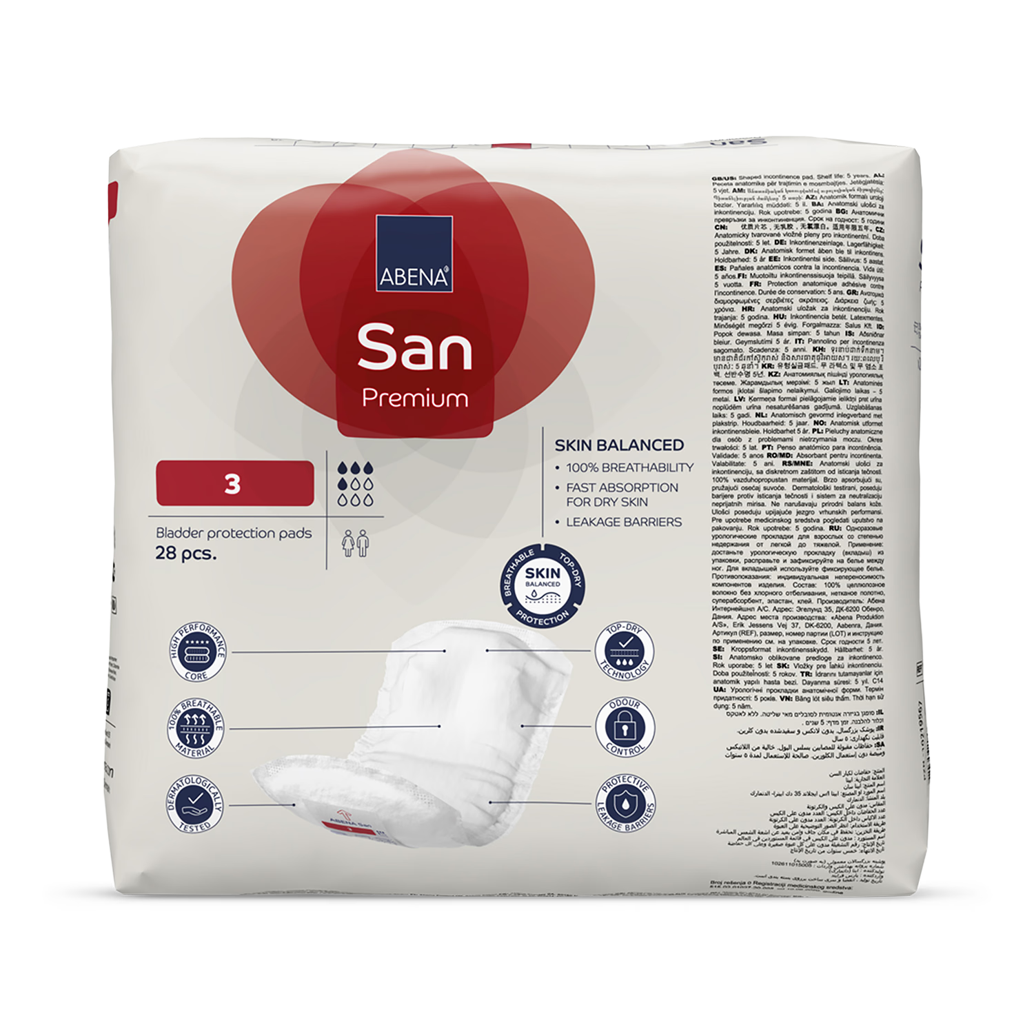ABENA San Premium 3 incontinence pads 28 pack (British brand)