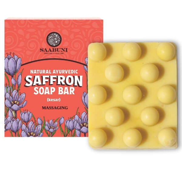 Saabuni saffron massaging soap bar 90g, imported from the UK