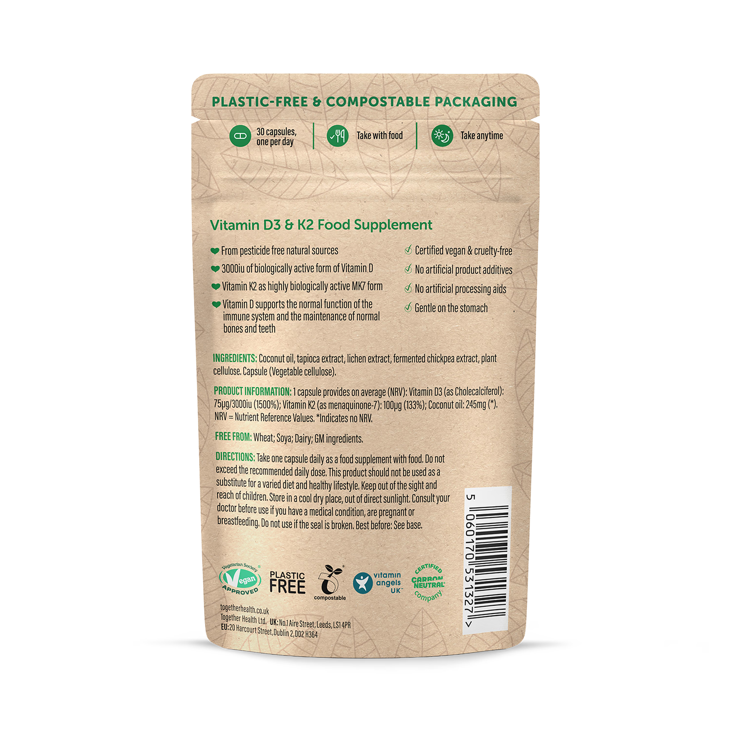 Together Health D3 and K2 3000iu 30 capsules imported from UK