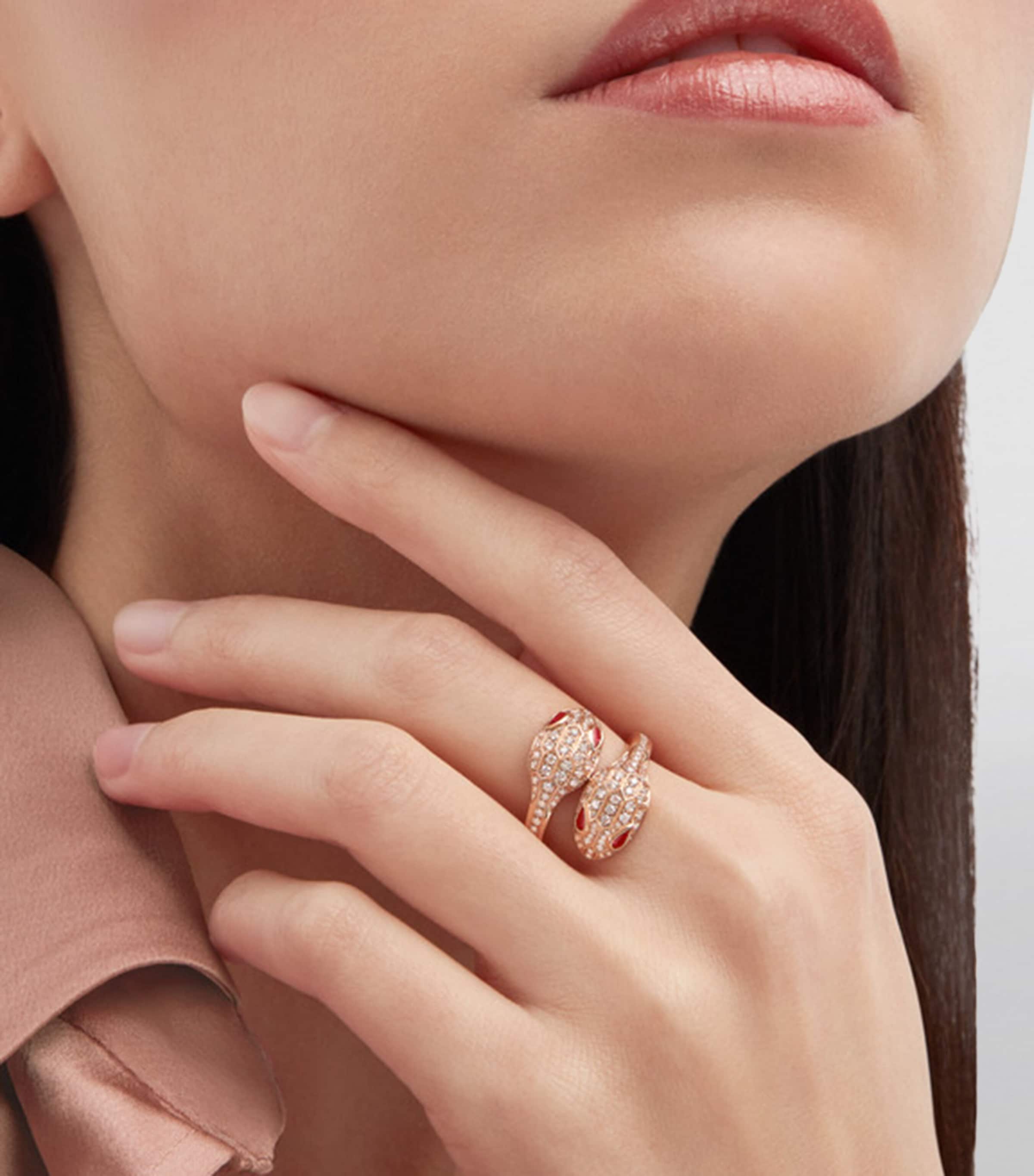 Bvlgari Serpenti Seduttori ring rose gold diamond rubellite, UK version