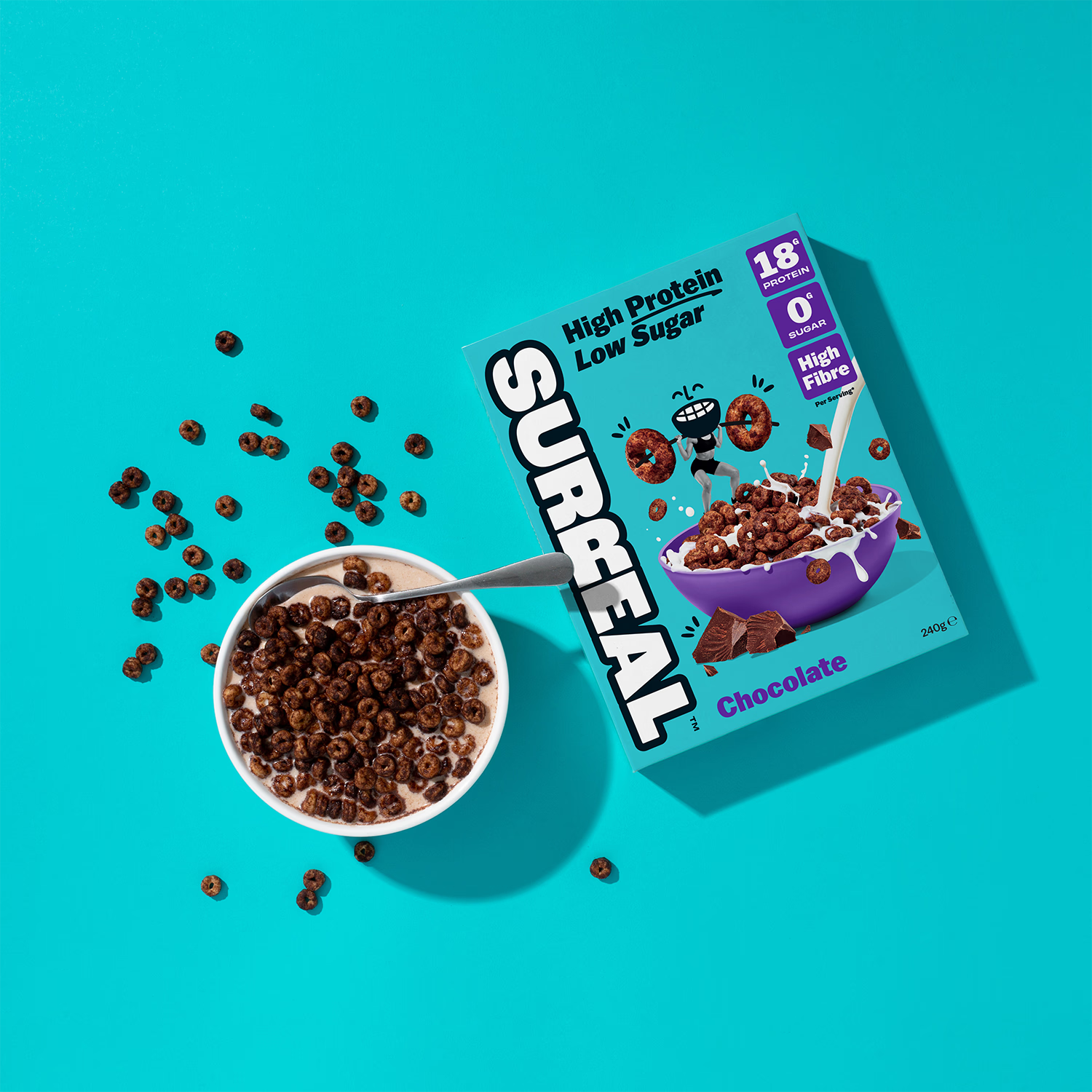 Surreal high protein cereal cocoa 240g, imported from the UK