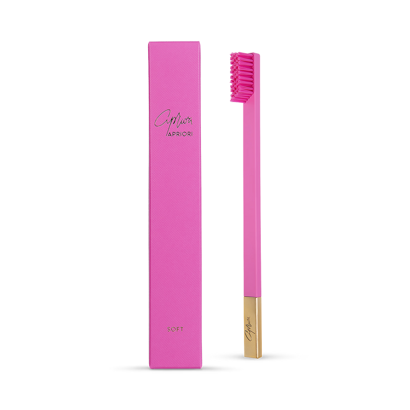 Apriori Bubblegum Pink Gold toothbrush, imported from the UK