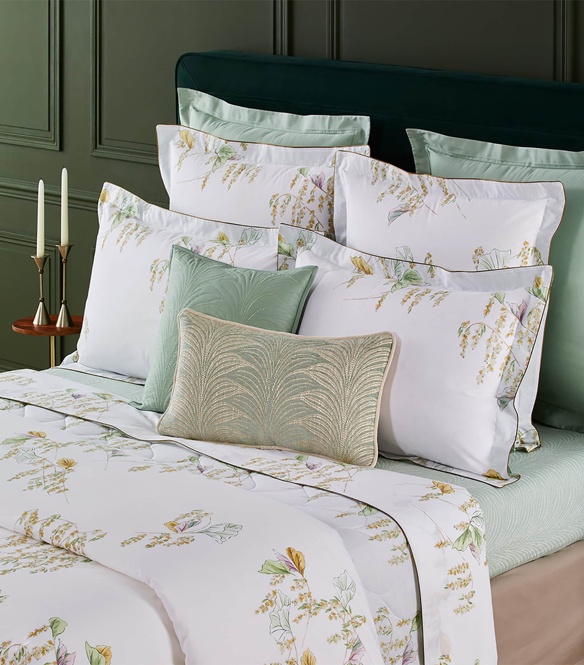 Yves Delorme Super King Flat Sheet with Spring Print, 270cm x 295cm (British brand)