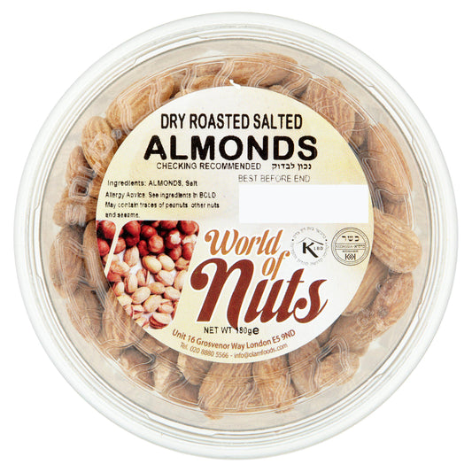 World Of Nuts Dry Roast Salted Almond 180g Kosher Sainsburys   
