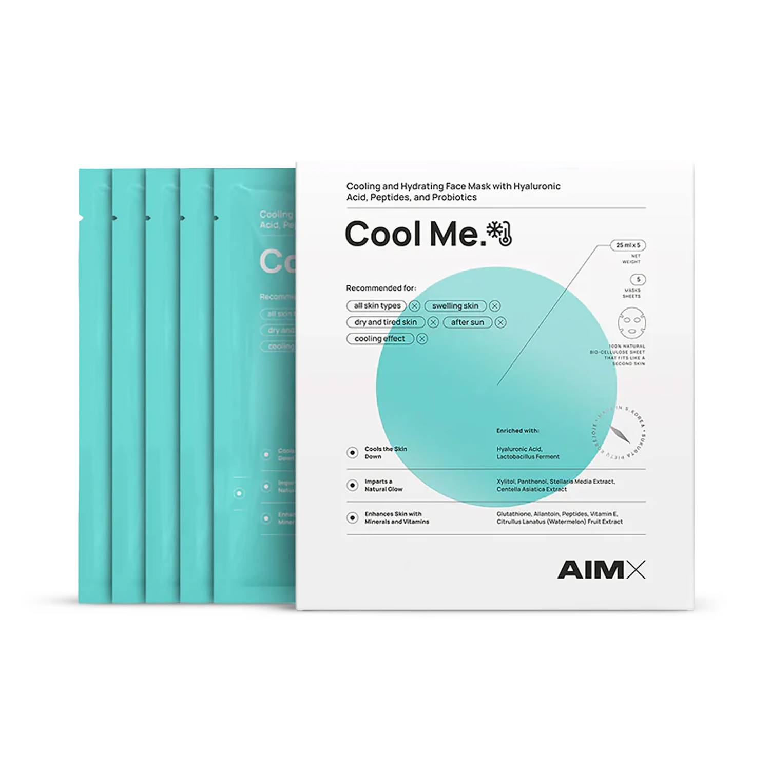 AimX hydrating cooling face mask with probiotics Cool Me 25ml (British brand)