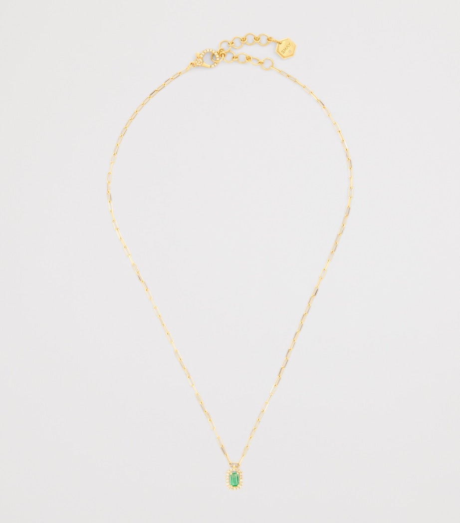 SHAY Mini Me Necklace 18k gold emerald diamonds, imported from the UK