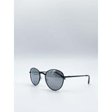 SVNX classic round sunglasses with mirror lenses and matte black frame (British brand)