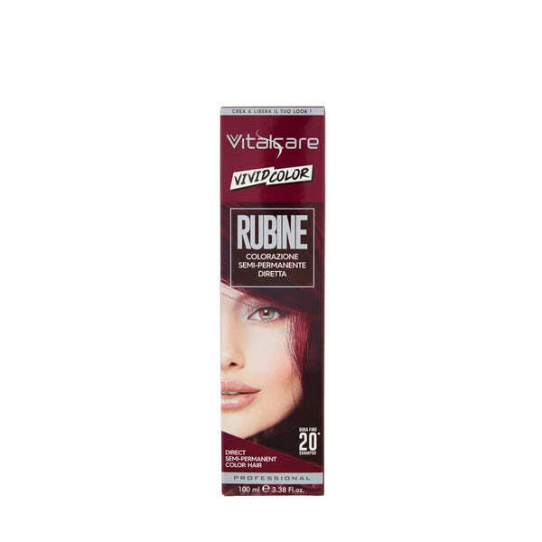 Vitalcare Vivid Ruby semi-permanent hair dye 100ml, imported from the UK