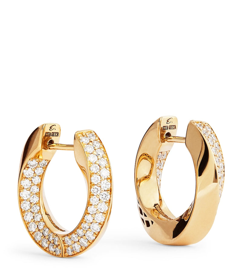 Engelbert Aurea Spira Creoles earrings in yellow gold with diamonds - British product