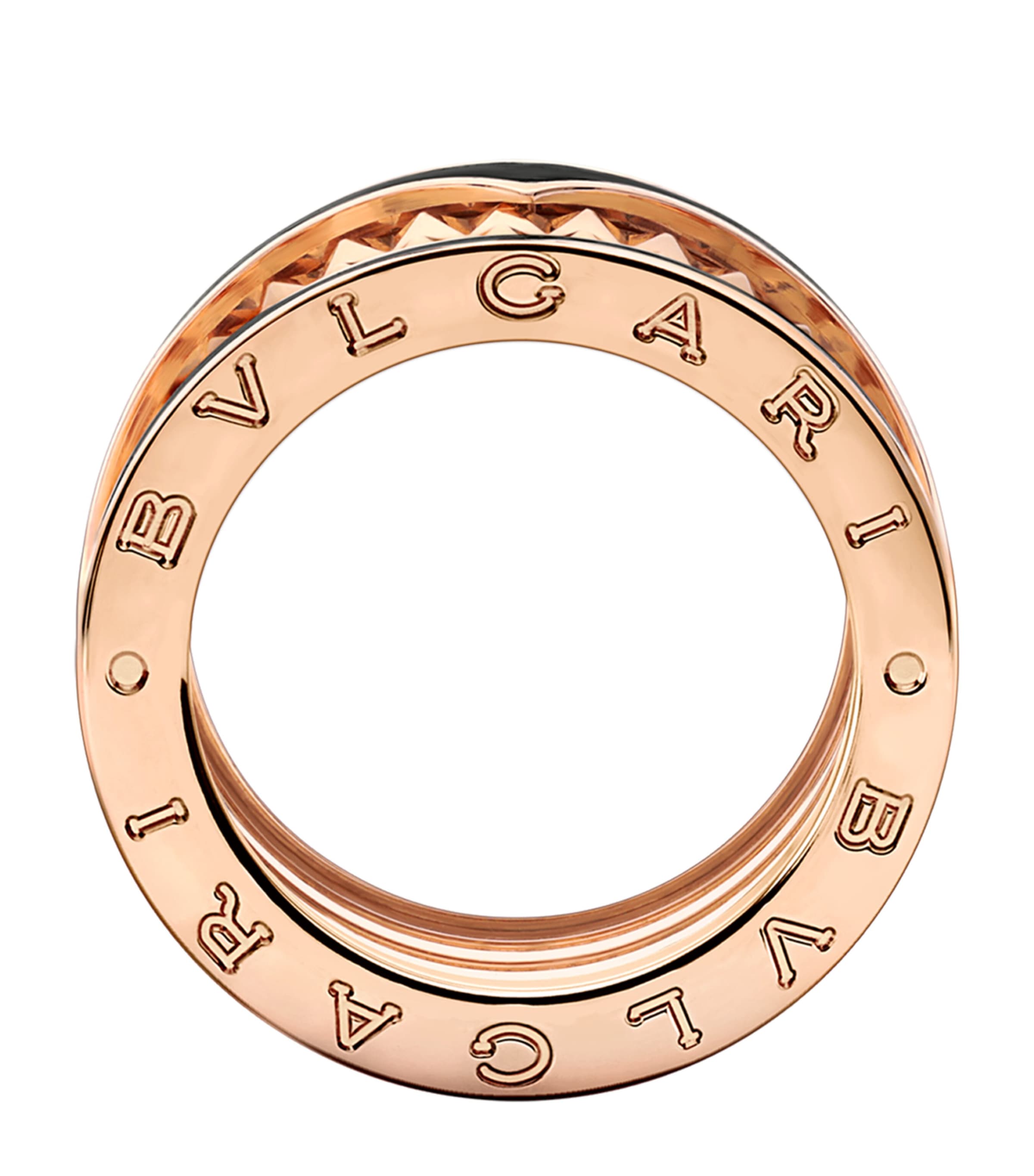 Bvlgari B.zero1 four-band ring rose gold black ceramic (British brand)