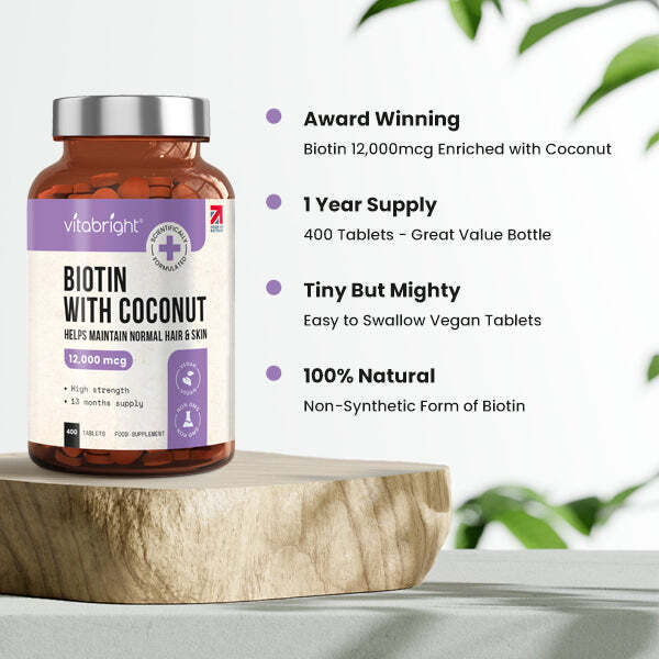 VitaBright biotin and coconut tablets 400 - British product