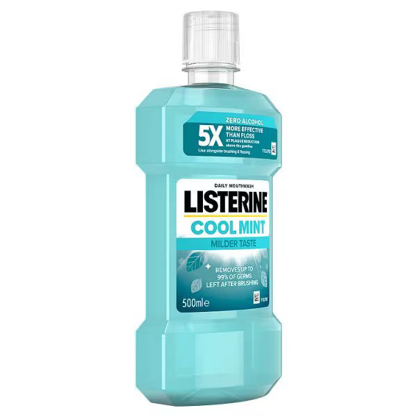 Listerine zero alcohol cool mint mouthwash 500ml, UK version