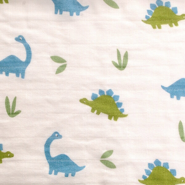 Ziggle Muslin Square 3 Pack - Pastel Blue - Tractor, Dinosaur &amp; Dog